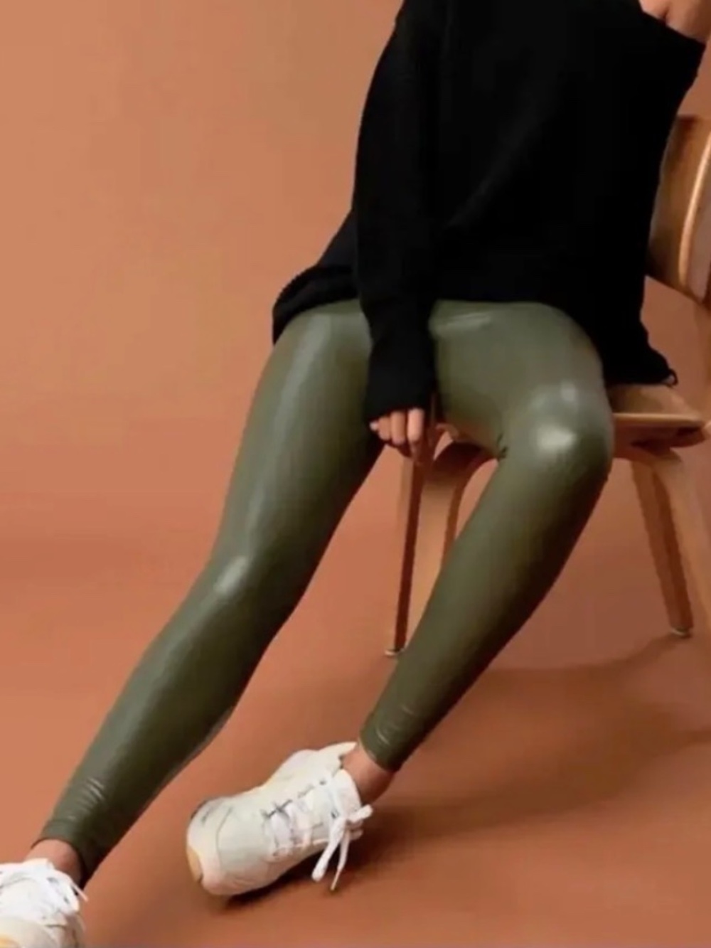 NWT OFFLINE By Aerie Real Luxe Faux Leather Legging Olive L
